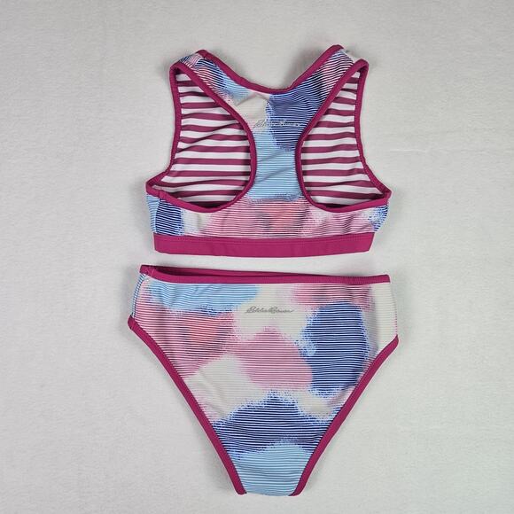 Eddie Bauer Girls Reversible Swimsuit Size 7/8 M Tankini Bikini Beach Pink Pool - Picture 3 of 14